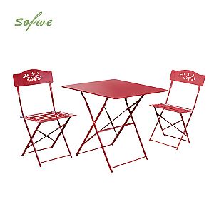 3-teiliges klappbares Gartenmöbel-Bistro-Set aus Metall