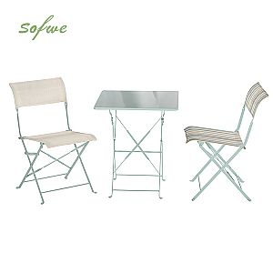 3-teiliges klappbares Bistro-Set aus Metall für die Terrasse