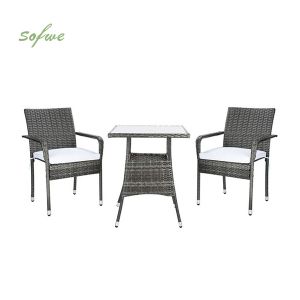 3-teiliges Rattan-Bistro-Set für den Außenbereich