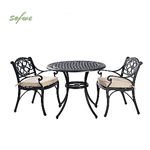 3-teiliges Terrassen-Bistro-Set aus Aluminiumguss