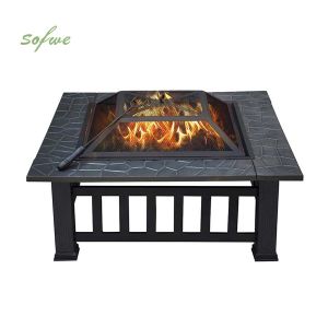 32-Zoll-Grill-Feuerstellen-Set aus quadratischem Metall