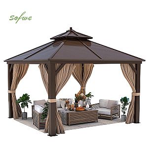 Outdoor-Pavillon aus Aluminium mit Doppeldach