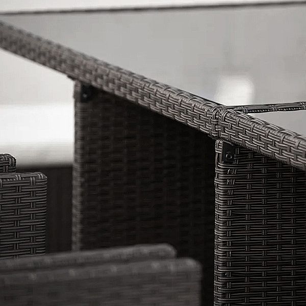 Platzsparender Rattan-Würfel-Esstisch mit sechs Stühlen - 10D01A