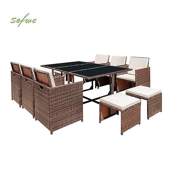 Platzsparendes Rattan-Esstisch-Set - 10D01E