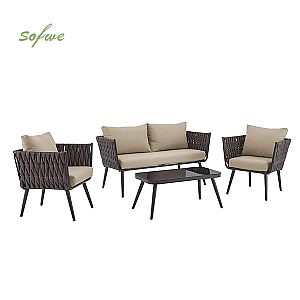 Luxuriöses 4-teiliges Sofa-Set mit Rattan-Möbeln