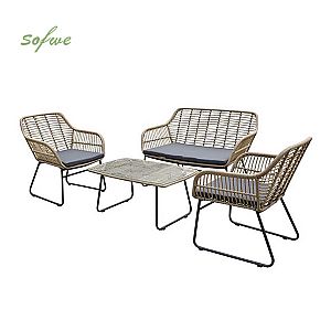 4-Sitzer-Gartensofa-Set aus Rattan-Gartenmöbeln